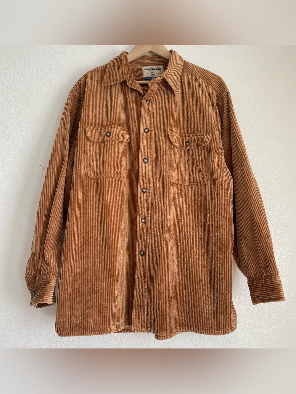 Vintage High Sierra wide wale button down dual chest pocket corduroy shirt, L